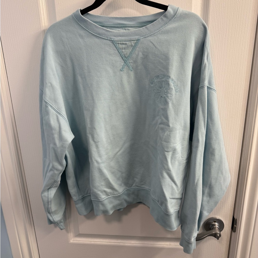 AE Blue Crew Neck Sweater Soft Comfortable Design
